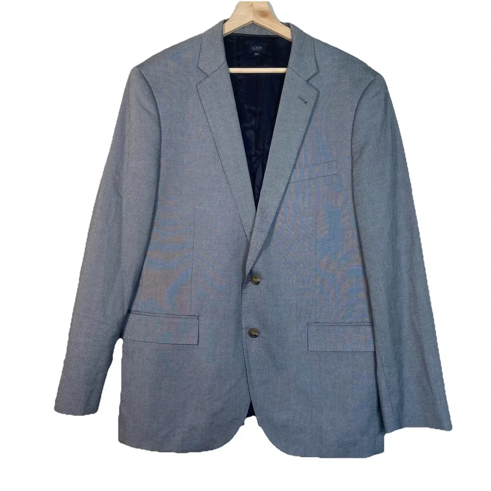 J‎ Crew Ludlow Cotton Sport Coat Blazer 44R Mens Gray Two Button Suit Jacket